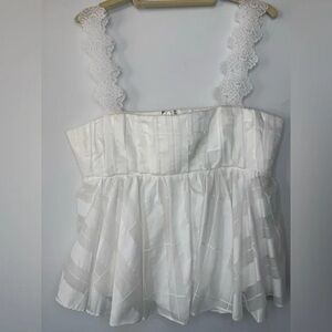 Elegant White Lace Strap Top